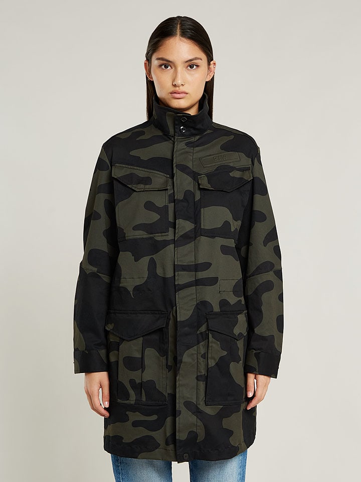 Hemdjacke in Schwarz/ Oliv