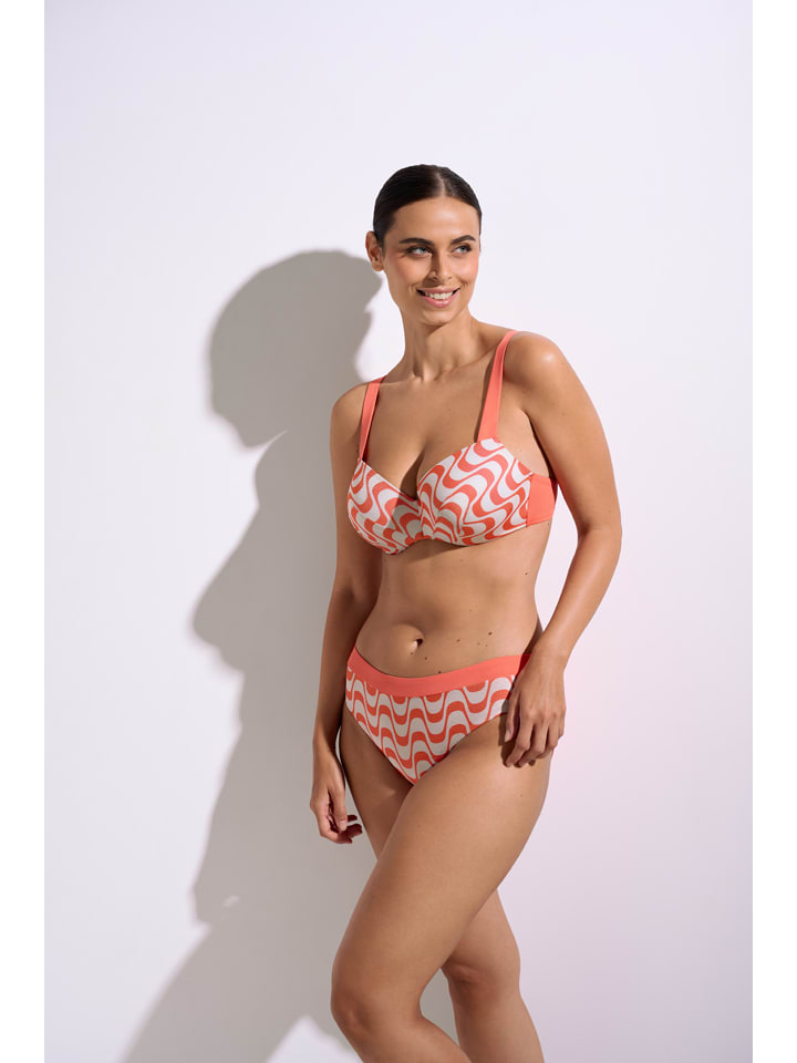 Biustonosz bikini w kolorze koralowo-białym