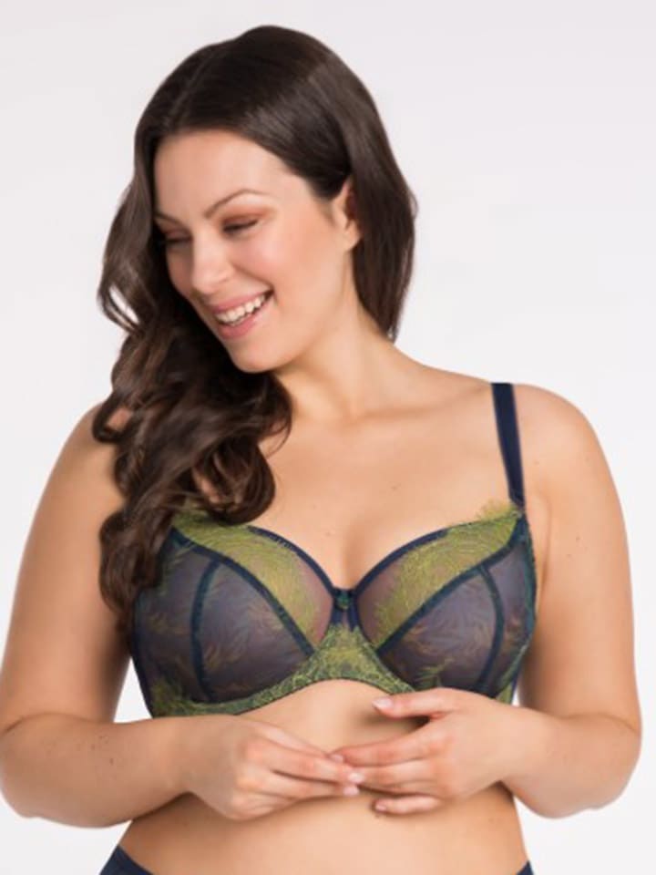 Beugelbeha "Arianna" donkerblauw/geel