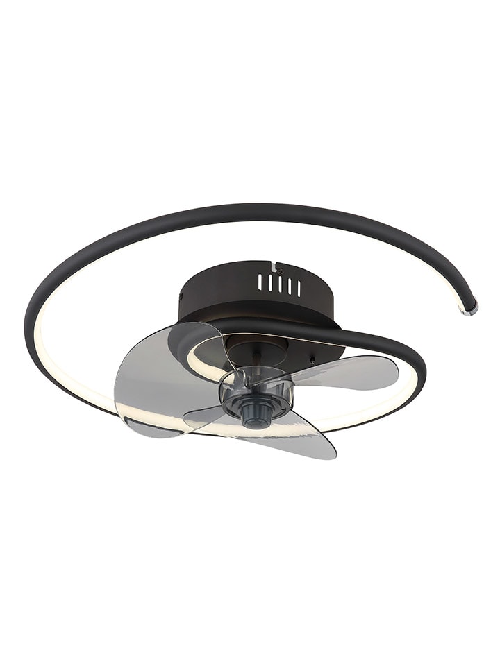 LED-Deckenventilator "Koren" in Schwarz - (H)13,9 x Ø 45 cm