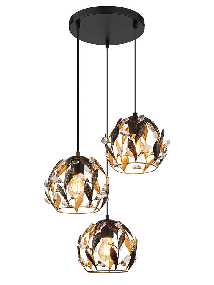 Hängeleuchte "Mika" in Gold/ Schwarz - (H)150 cm