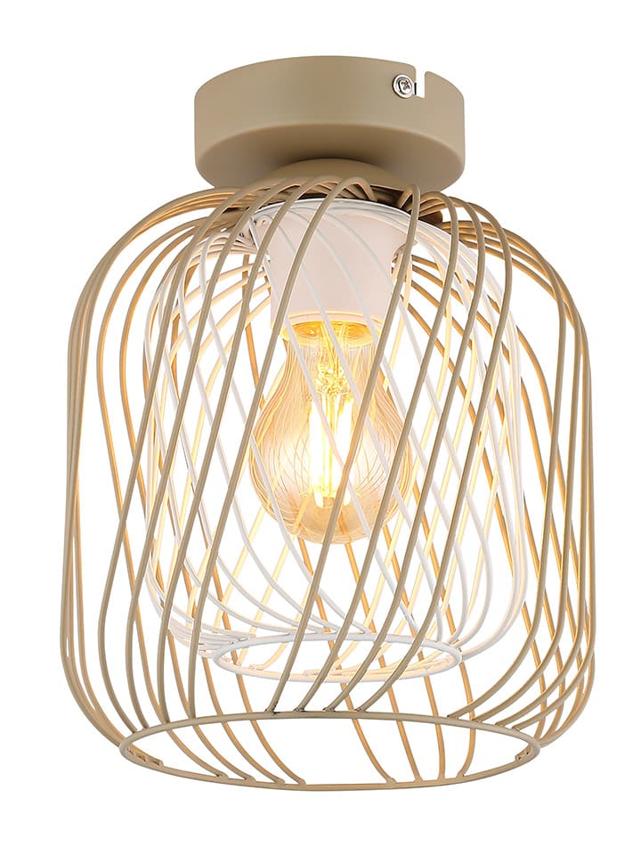 Deckenleuchte "Dichti" in Weiß/ Beige - (H)24,5 x Ø 18 cm