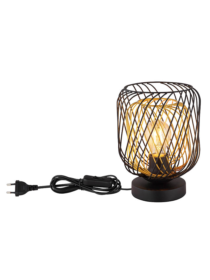 Tischleuchte "Dichti" in Schwarz/ Gold - (H)24,5 x Ø 18 cm