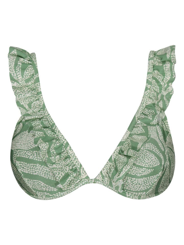 Biustonosz bikini "Akamu Wire Triangle" w kolorze zielono-białym