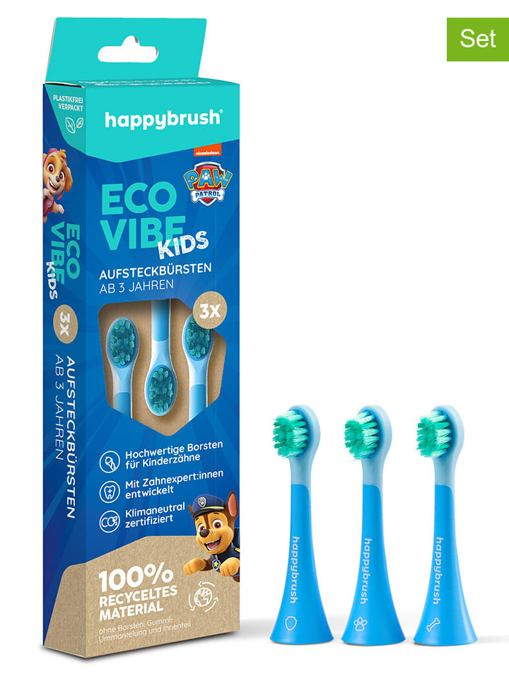 3er-Set: Aufsteckbürsten "Eco Vibe Kids" in Blau
