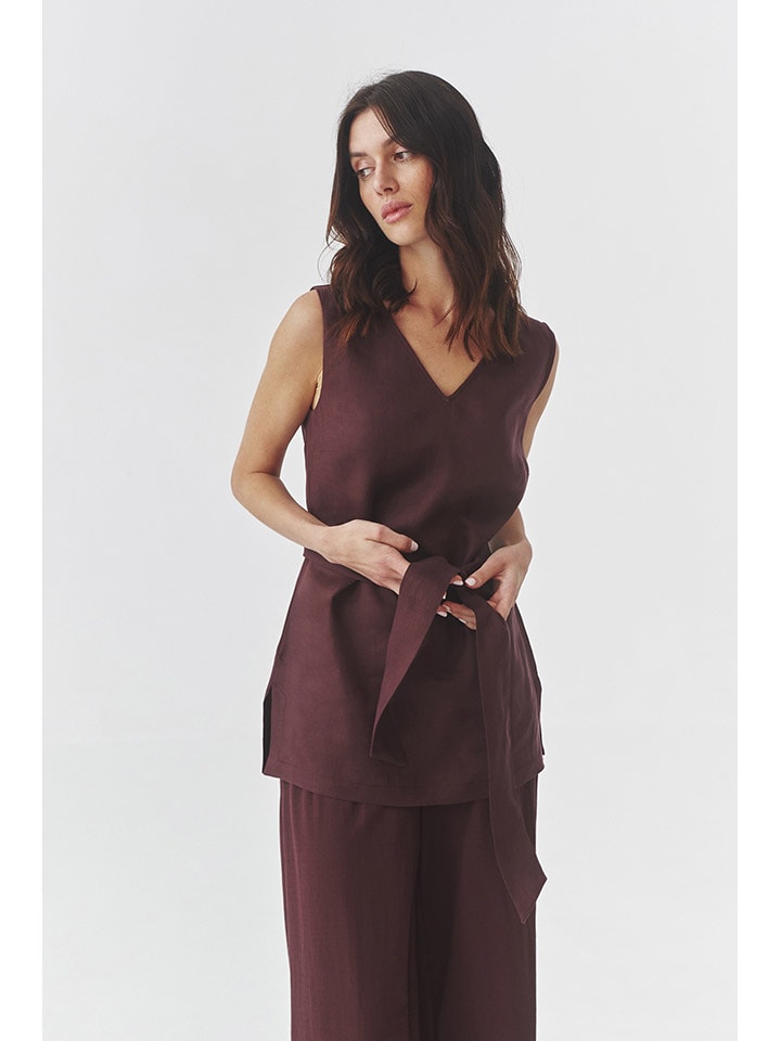 Leinen-Bluse in Braun