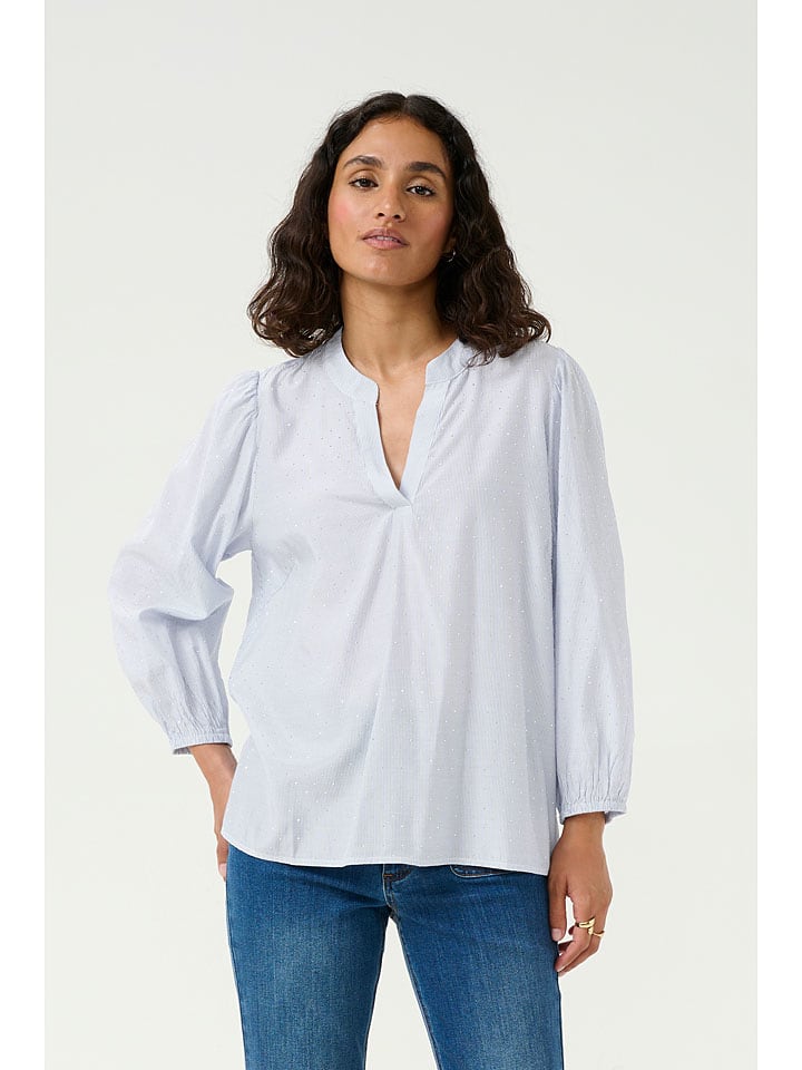 Blouse "Milena" lichtblauw/wit
