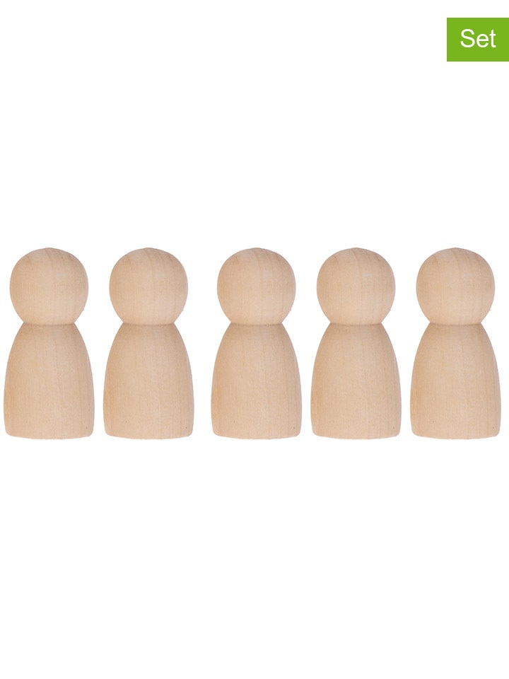 Drewniane figurki 3D (5 szt.) w kolorze beżowym