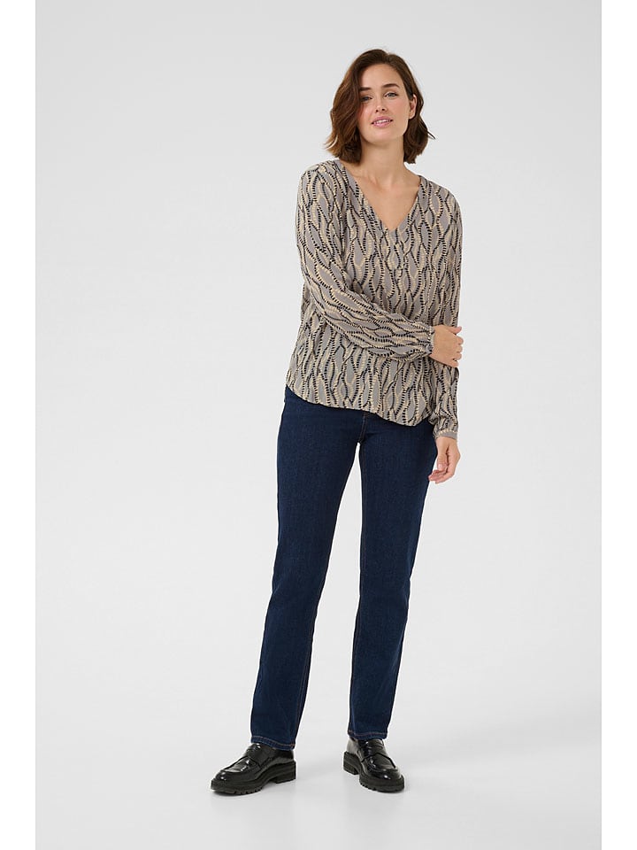 Bluse "Amber" in Grau/ Schwarz/ Beige