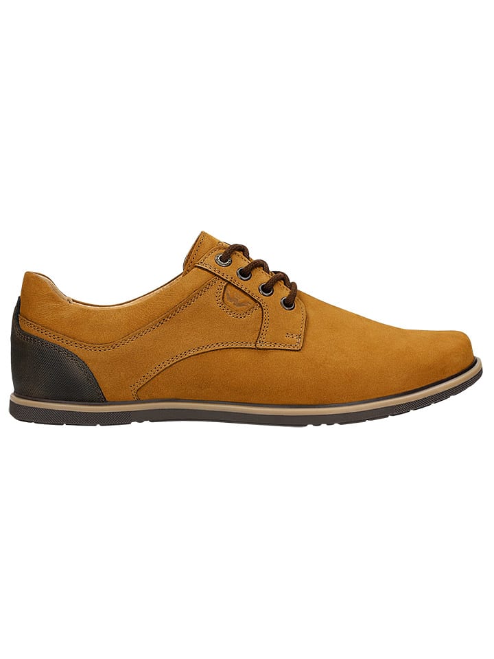 Leder-Schnürschuhe in Hellbraun