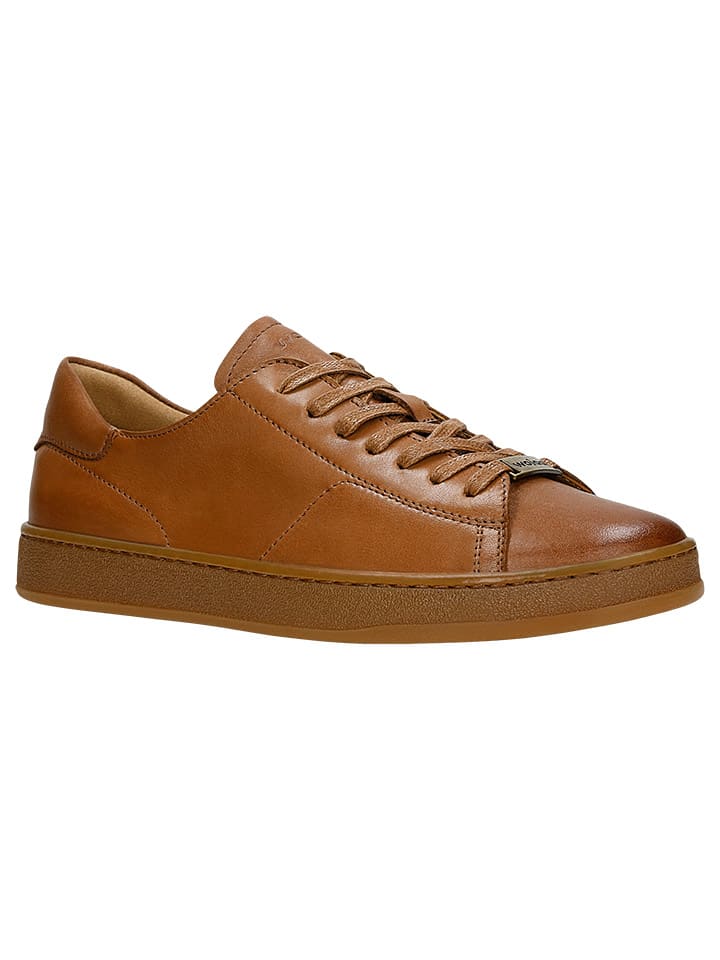 Skórzane sneakersy w kolorze jasnobrązowym