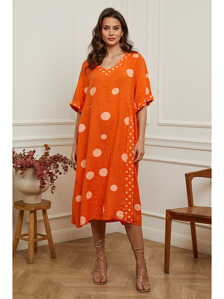 Leinen-Kleid "Iloula" in Orange