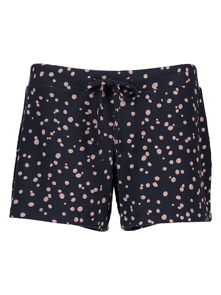Pyjama-Shorts in Dunkelblau/ Beige