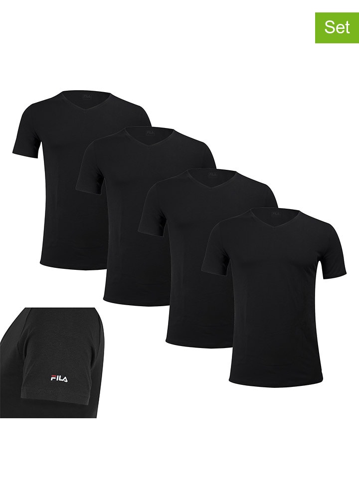 4er-Set Shirts in Schwarz
