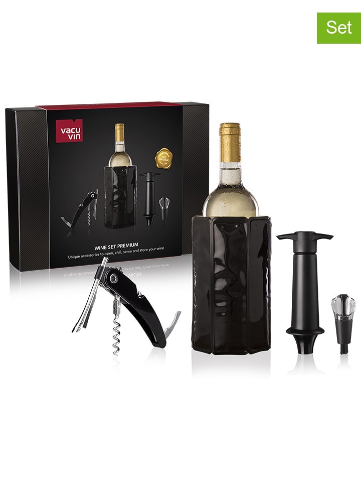 4tlg. Weinzubehör-Set ''Premium'' in Schwarz