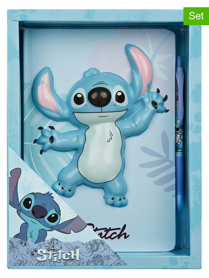 2tlg. Set: Notizbuch & Kugelschreiber "Lilo & Stitch" in Hellblau