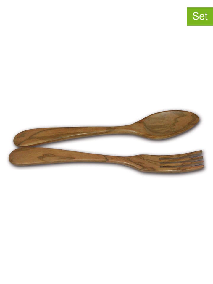 2tlg. Salatbesteck-Set ''Parisien'' in Braun - (L)25 cm