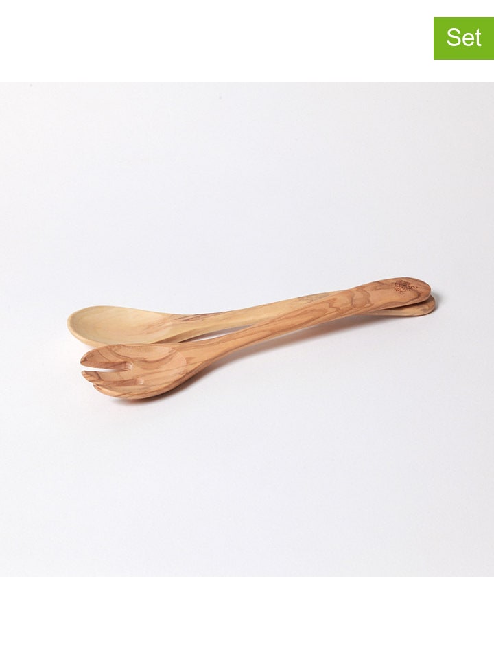 2tlg. Salatbesteck-Set ''Provencal'' in Beige - (L)25 cm