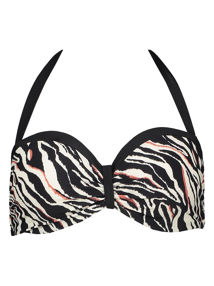 Bikini-Oberteil "Zebra" in Schwarz/ Creme