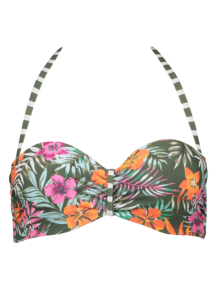 Bikinitop "Summer" olijfgroen/oranje/roze