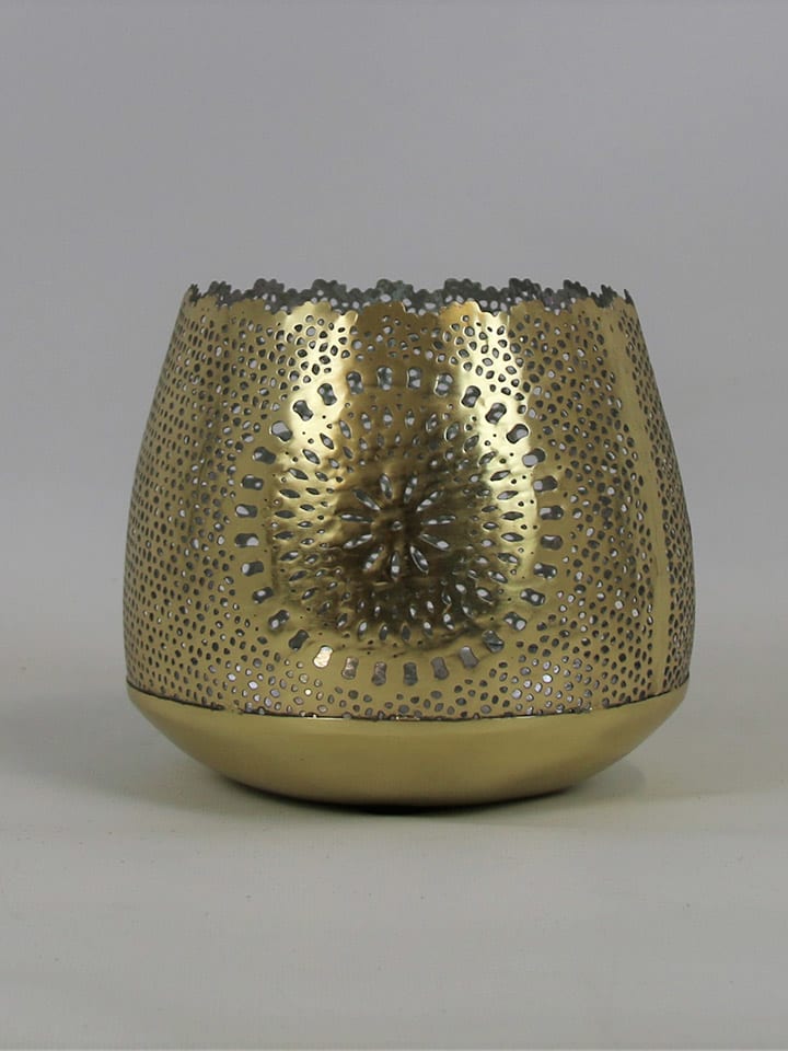 Świecznik w kolorze złotym - wys. 17 x Ø 15 cm