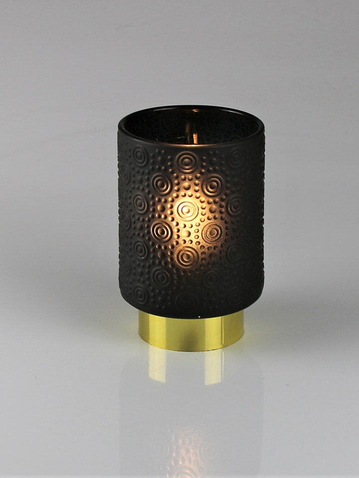 Świecznik LED w kolorze czarnym - wys. 15 x Ø 10 cm