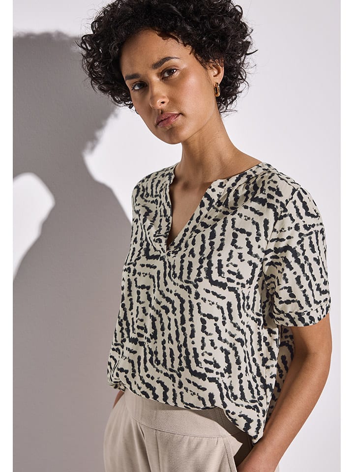 Bluse in Beige/ Schwarz