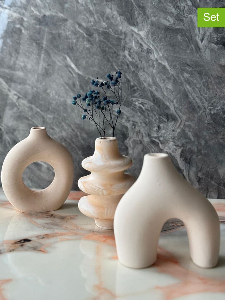 3er-Set: Vasen in Beige - (H)10 x Ø 8 cm
