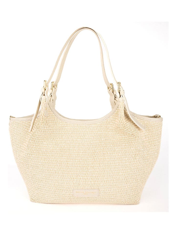 Leder-Shopper "Ceto" in Beige - (B)48 x (H)30 x (T)10 cm