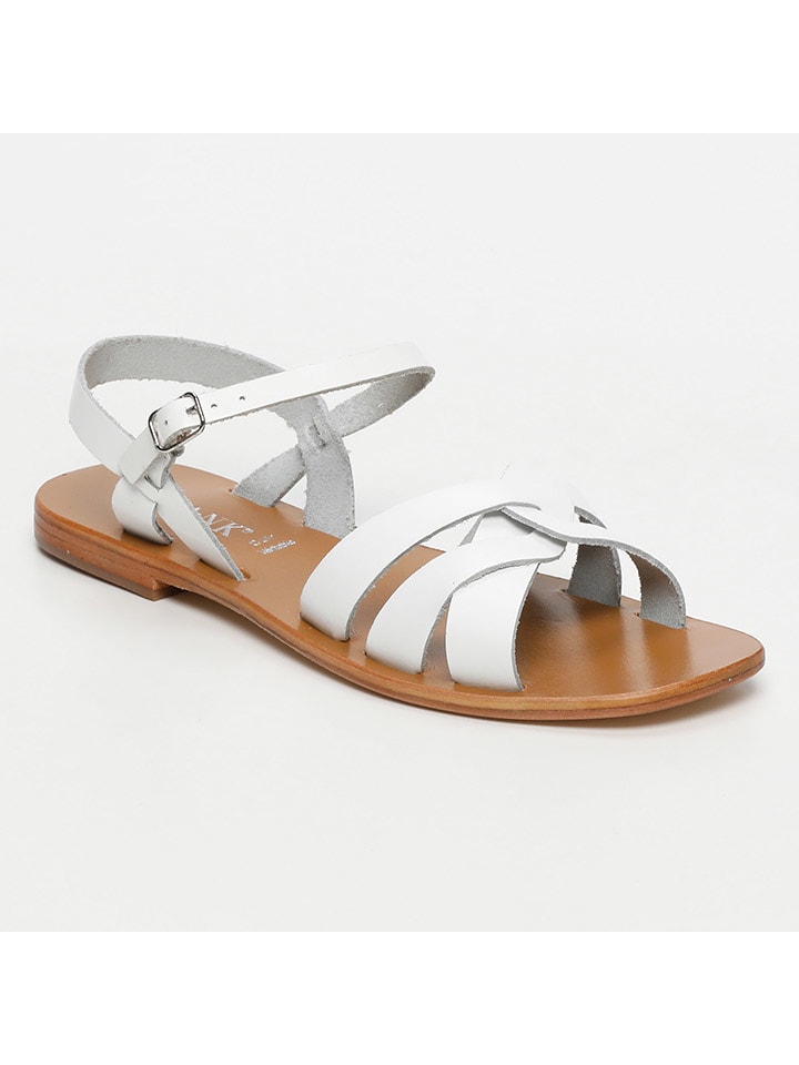 Leder-Sandalen in Weiß