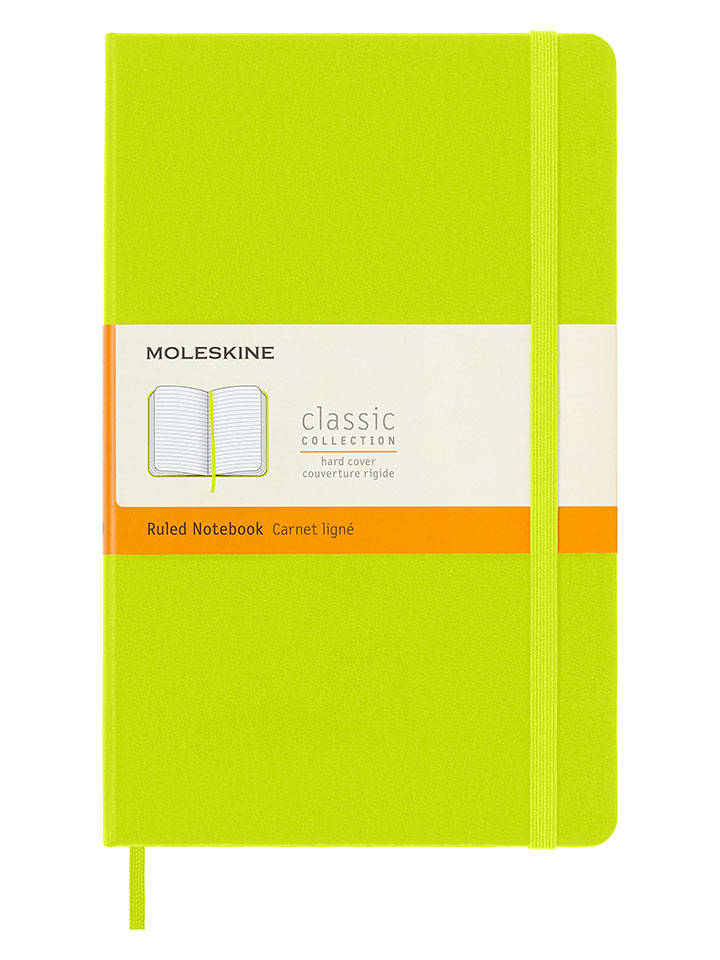 Liniertes Notizbuch in Limette - (B)13 x (H)21 cm