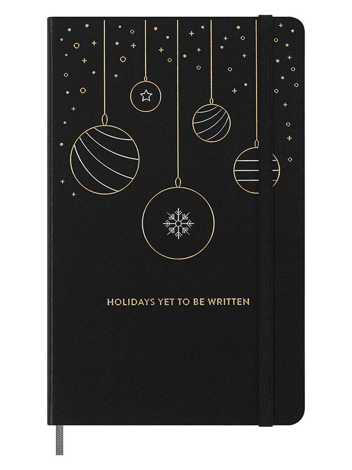 Liniertes Notizbuch ''Holiday'' in Schwarz - (B)13 x (H)21 cm