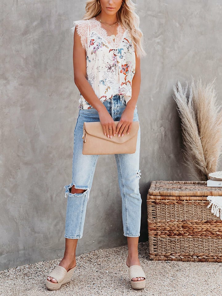 Blouse crème/meerkleurig