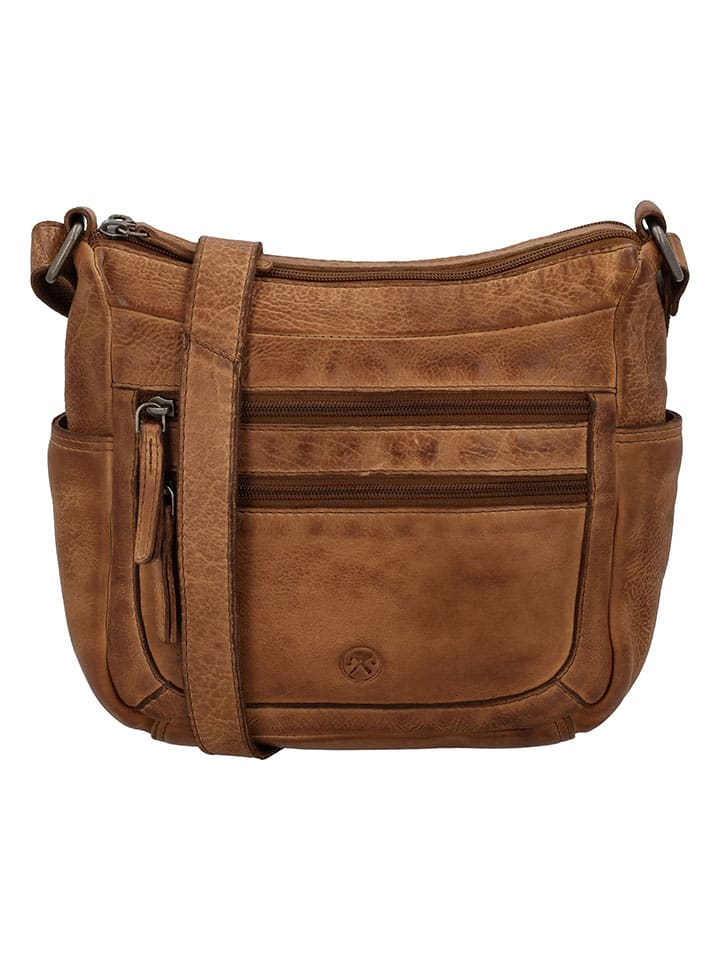 Leren schoudertas lichtbruin - (B)34 x (H)25 x (D)10 cm