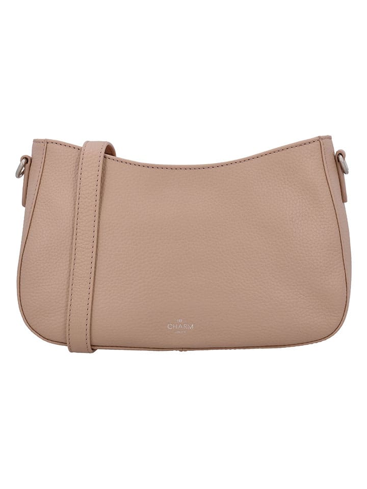 Leren schoudertas beige - (B)27 x (H)16 x (D)7 cm
