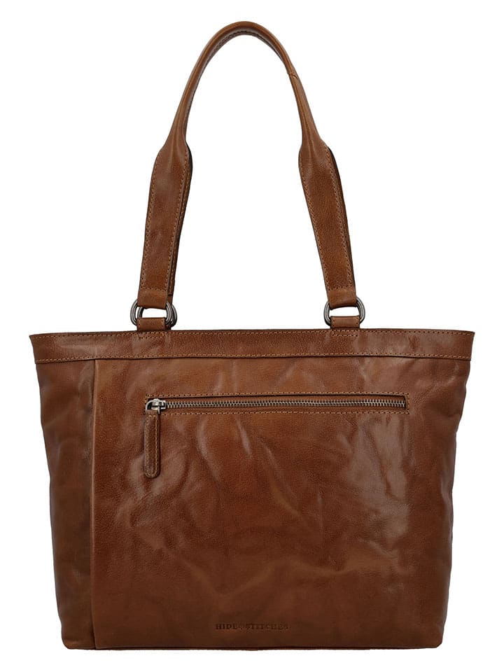 Leren schoudertas lichtbruin - (B)37 x (H)29 x (D)8 cm