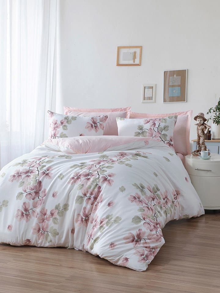Komplet pościeli "Spring" w kolorze biało-jasnoróżowo-zielonym