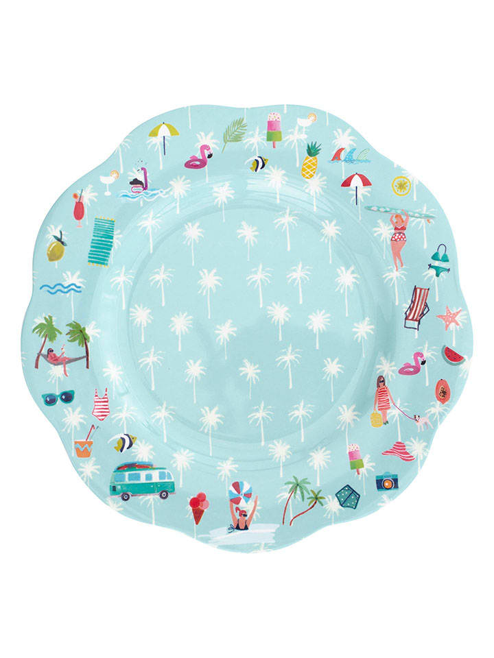 Talerz płaski "Beach Life" w kolorze błękitnym - Ø 26 cm