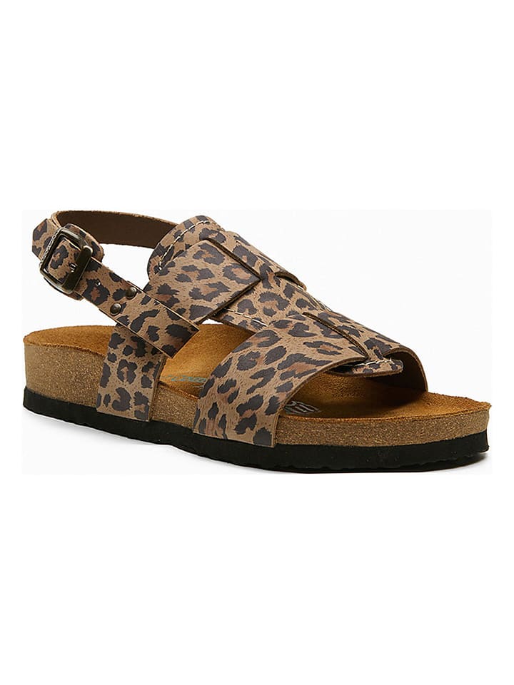 Leder-Sandalen "Likya" in Hellbraun/ Schwarz