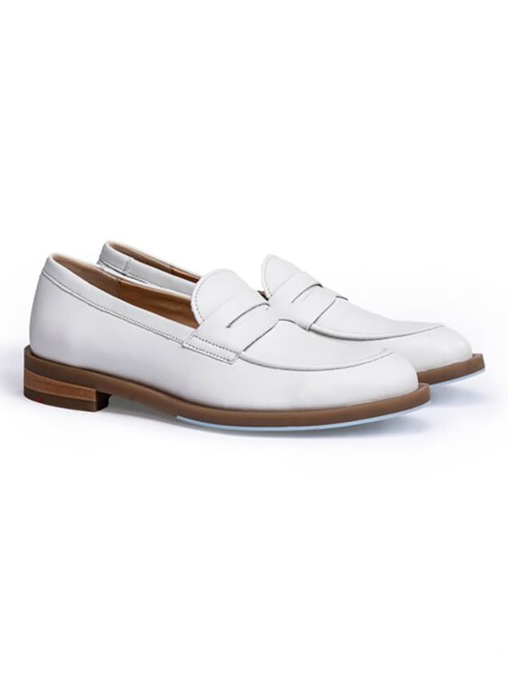 Leder-Mokassins in Creme