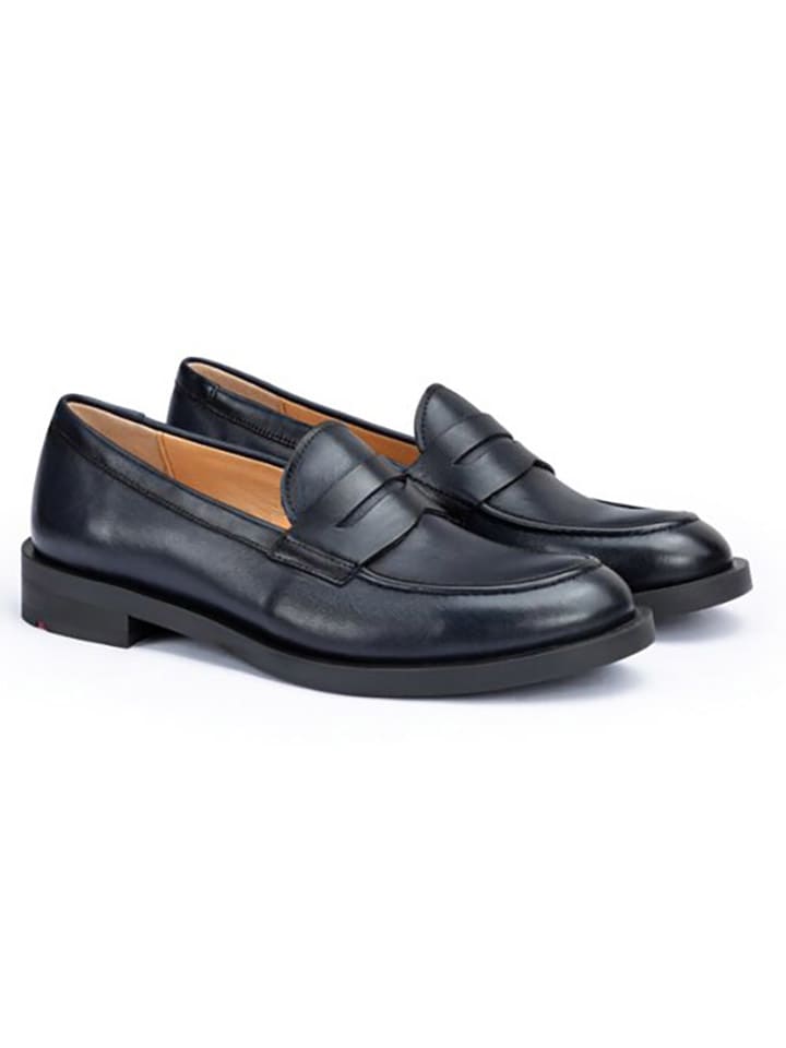 Leder-Slipper in Dunkelblau