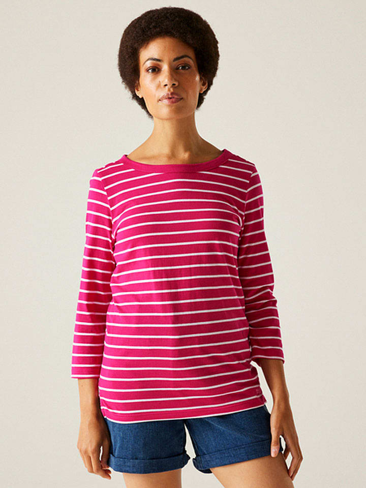 Longsleeve "Baylette II" in Pink/ Weiß