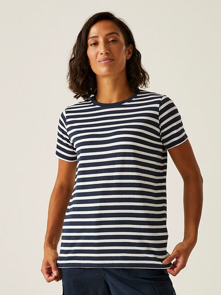 Shirt "Bayletta" wit/donkerblauw