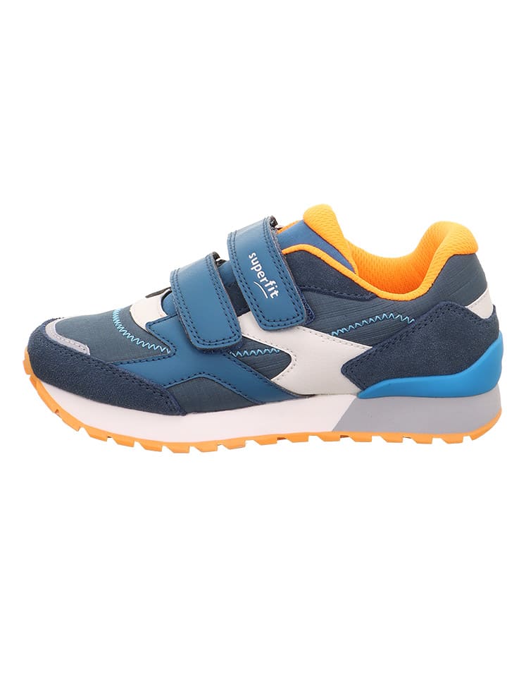 Leder-Sneakers "Dash" in Blau/ Weiß/ Orange