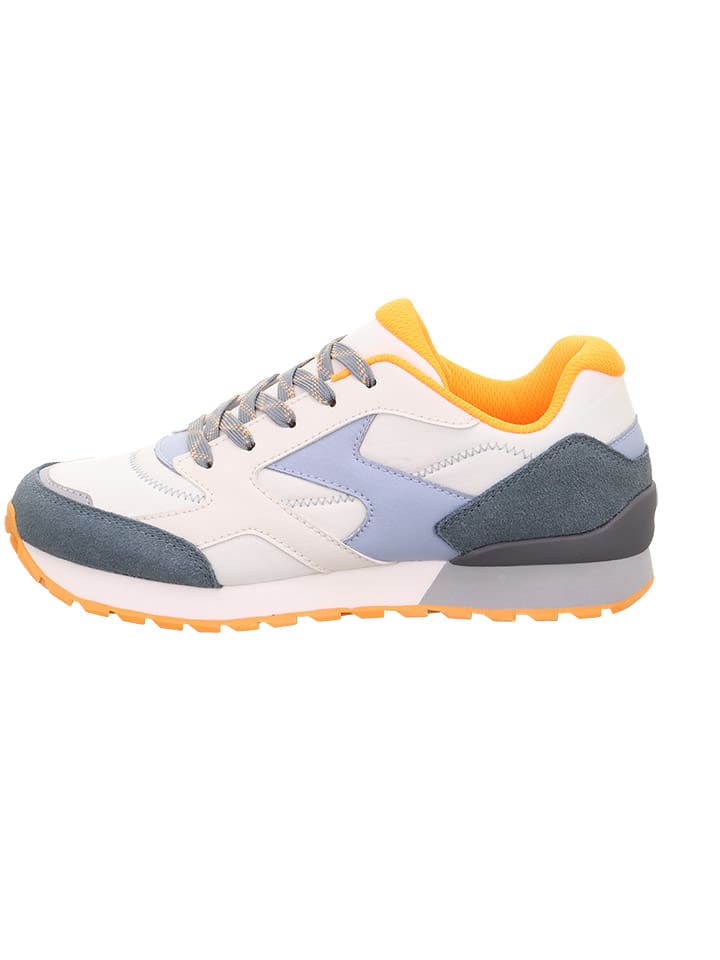 Leder-Sneakers "Dash" in Weiß/ Orange/ Dunkelblau