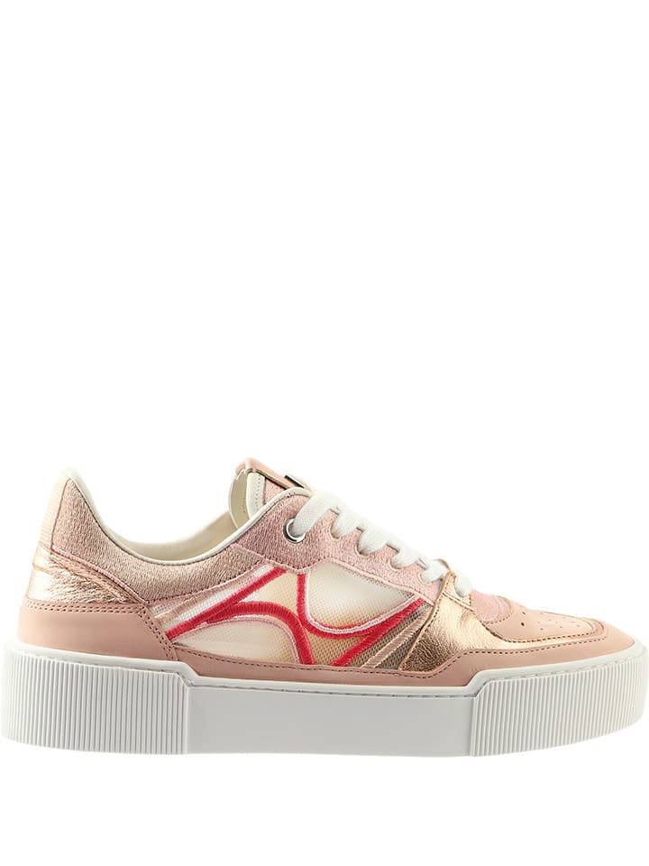 Leder-Sneakers "Frankie" in Creme/ Rosa/ Gold