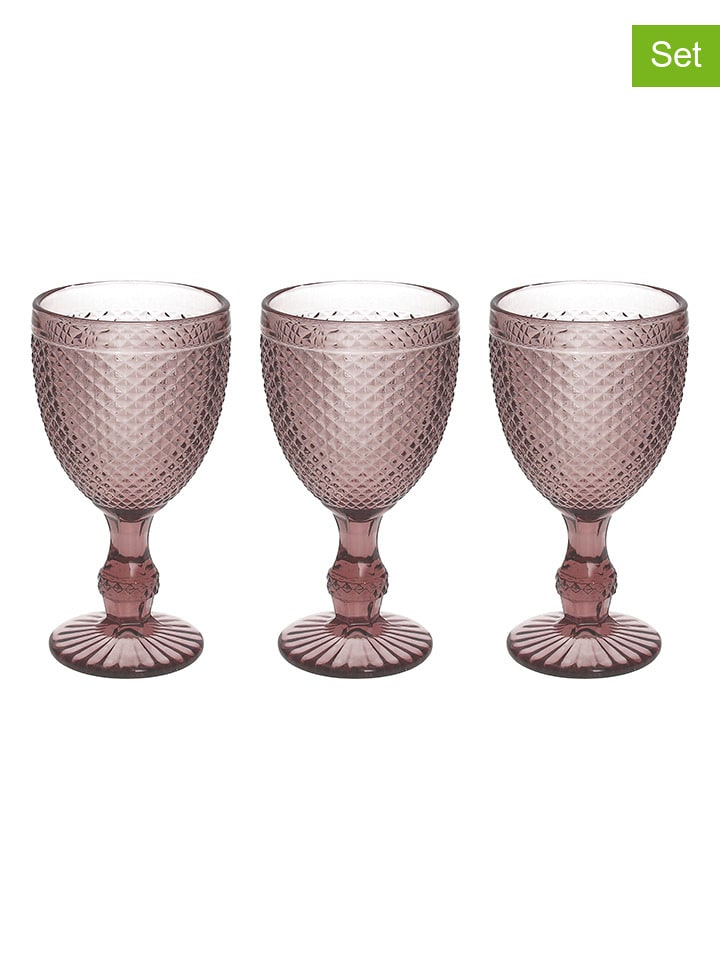 Szklanki (3 szt.) "Diamante" w kolorze jasnoróżowym - 280 ml