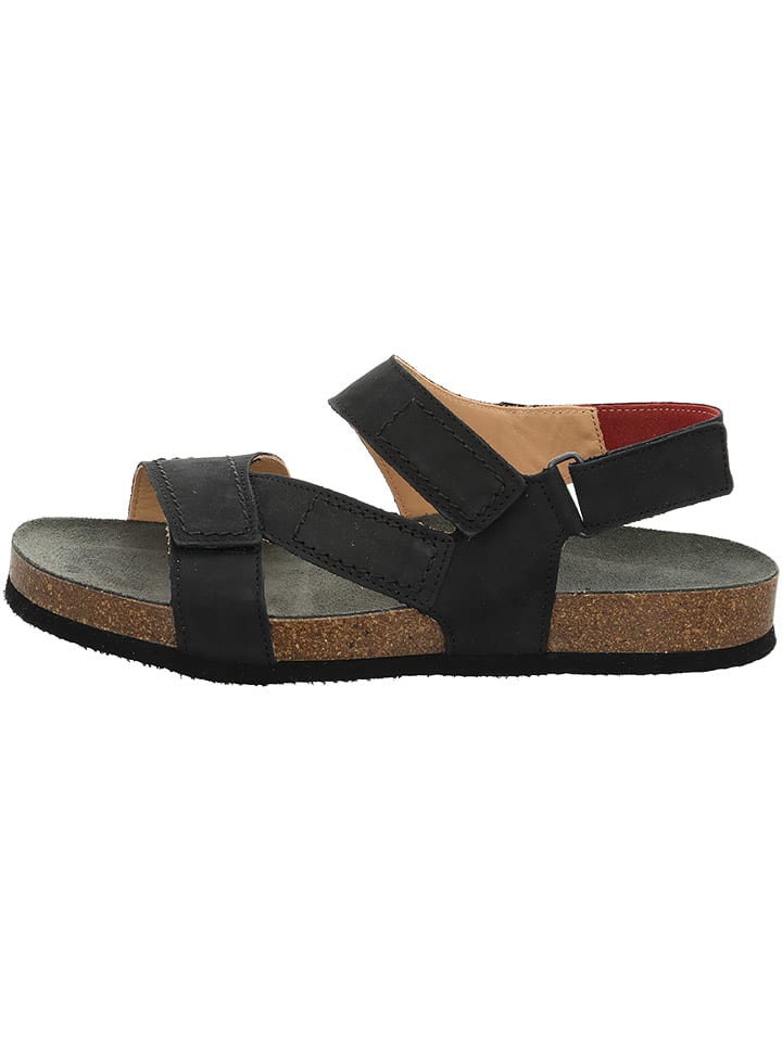 Leder-Sandalen in Schwarz