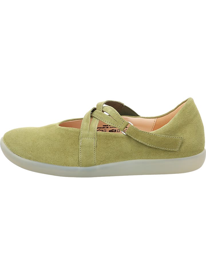 Leder-Ballerinas in Khaki