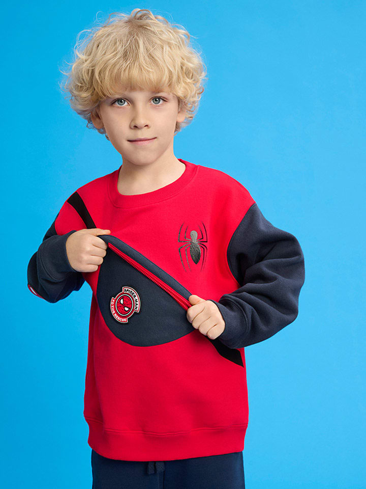Sweatshirt in Rot/ Dunkelblau